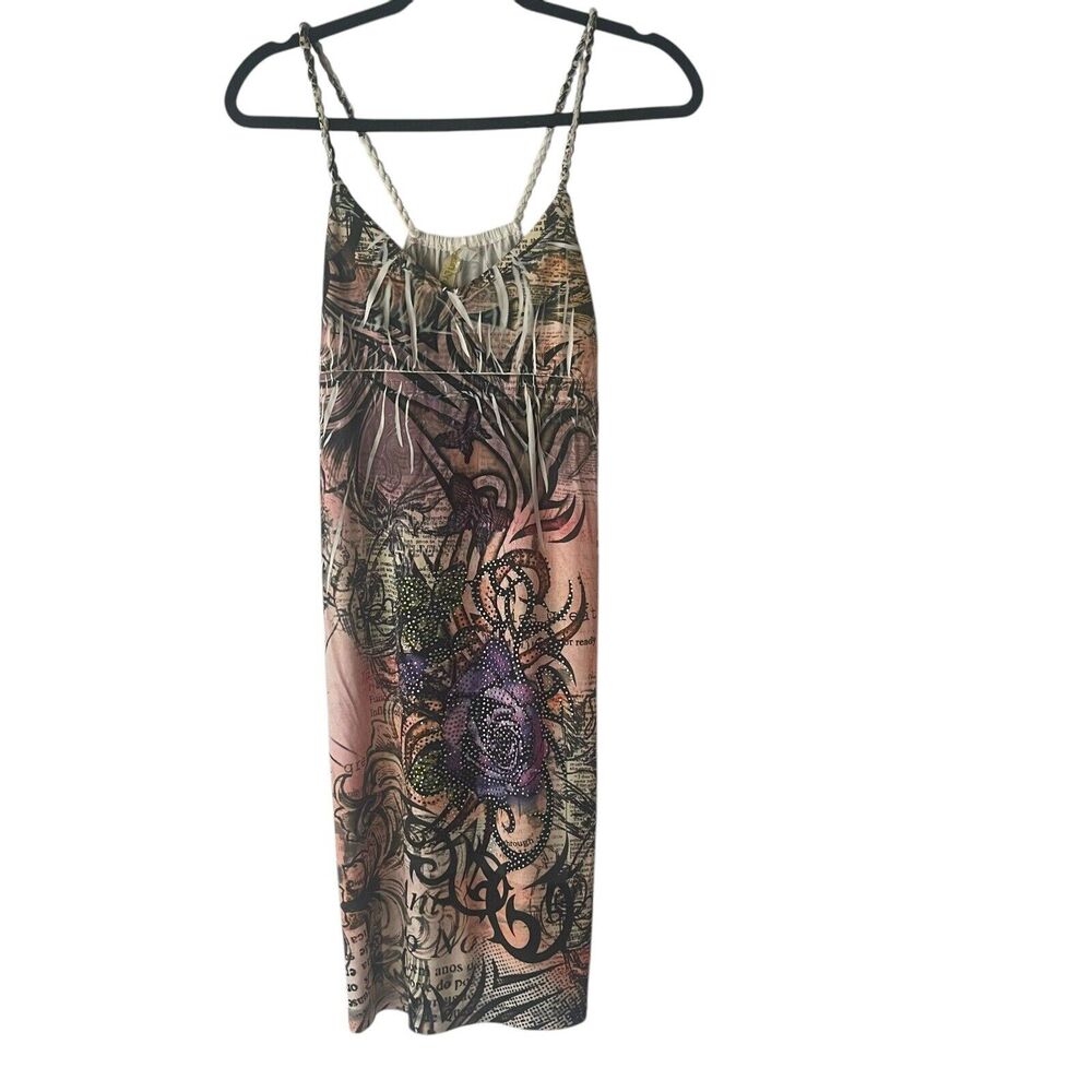 Ocean‎ Breeze Y2k Size Large Butterfly Rhinestone Fairy Grunge Biker Mini Dress